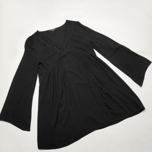 I Joah Black Mini Dress Tunic Bell Sleeve Lace M